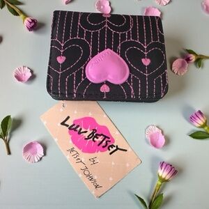 Luv Betsey  by Betsey Johnson Quilted Black &  Pink‎ Heart LB Money Wallet NWT